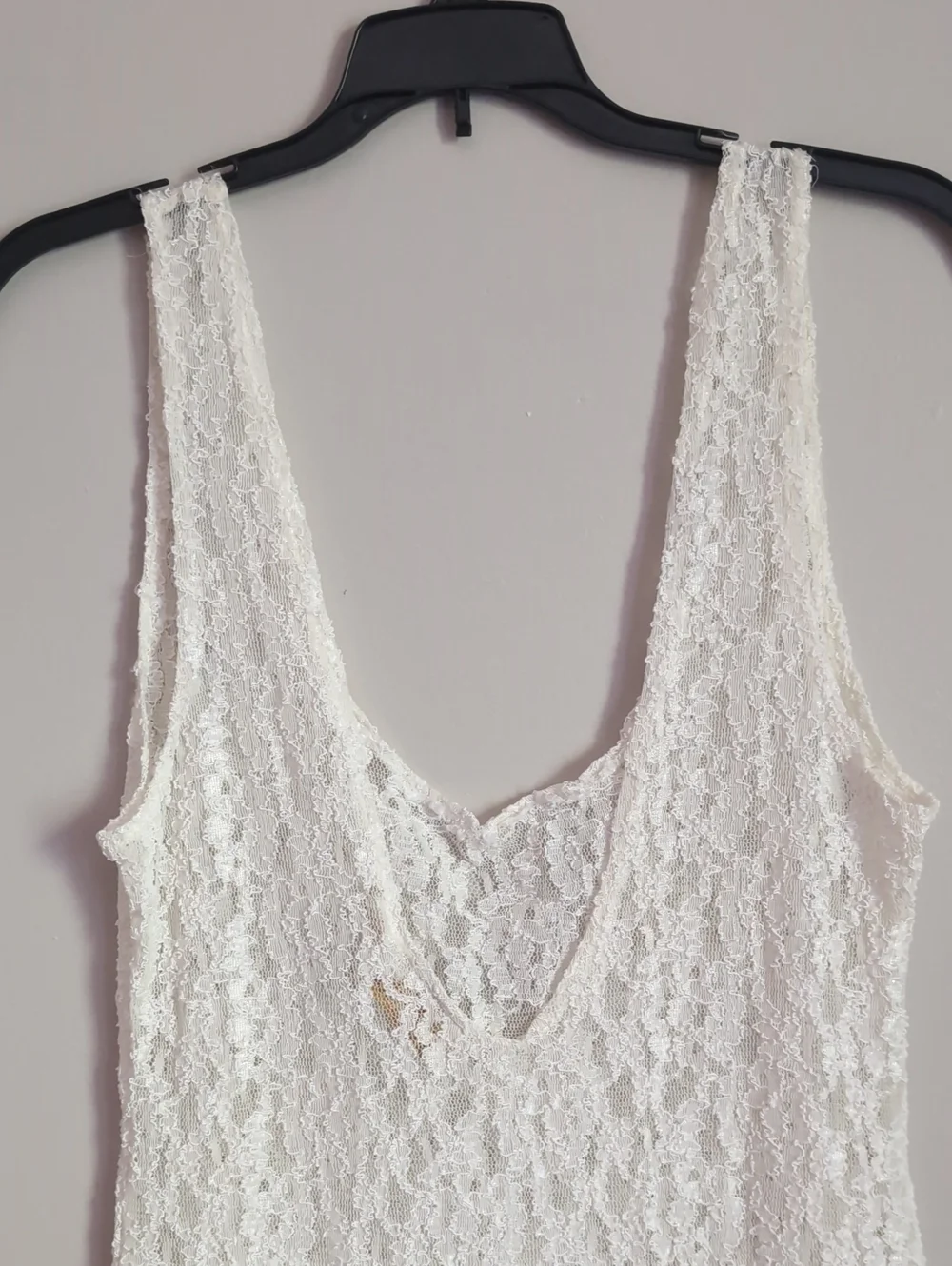 90s Vintage Victoria's Secret Gold Label Sheer Ivory Lace Maxi Dress Size Large